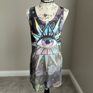 Vintage Love J Tie-Dye Rave Festival See-Through Top